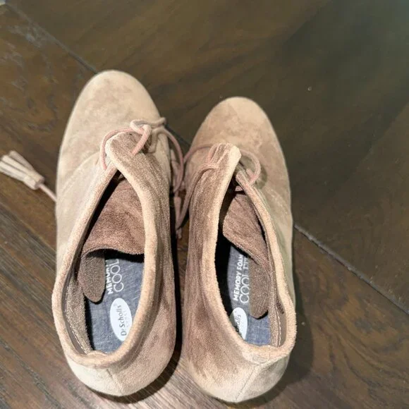 Dr Scholls Boots Womens 8W MED Dakota Wedge Ankle Booties Brown Fabric Lace Up - Picture 5 of 15